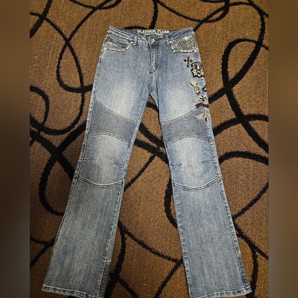 Platinum Plush moto jeans